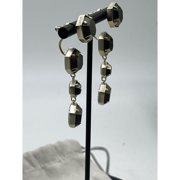 Kendra Scott Ruthie Studs Dangle Drop Gold Plated Pyrite 2 in 1 Earrings - Picture 3 of 15